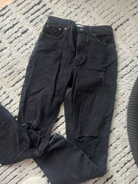 Abercrombie & Fitch Black Distressed Curve Love Jeans